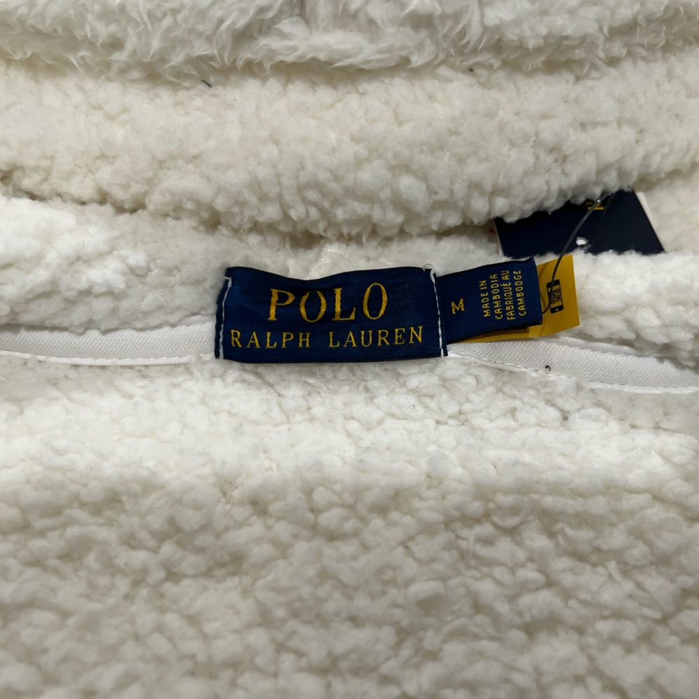 Ralph Lauren Polo, Sherpa Full Zip Hoodie, Blue & White - Picture 10 of 10